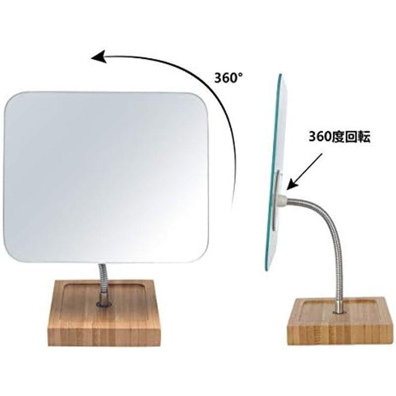 YEAKE 鏡 卓上 ミラー かがみ 拡大鏡 360度回転できる天然木製ベースの化粧鏡、倍率は1 X/3 Xの拡大鏡&両面鏡です&スタンドミ｜lr-store｜09