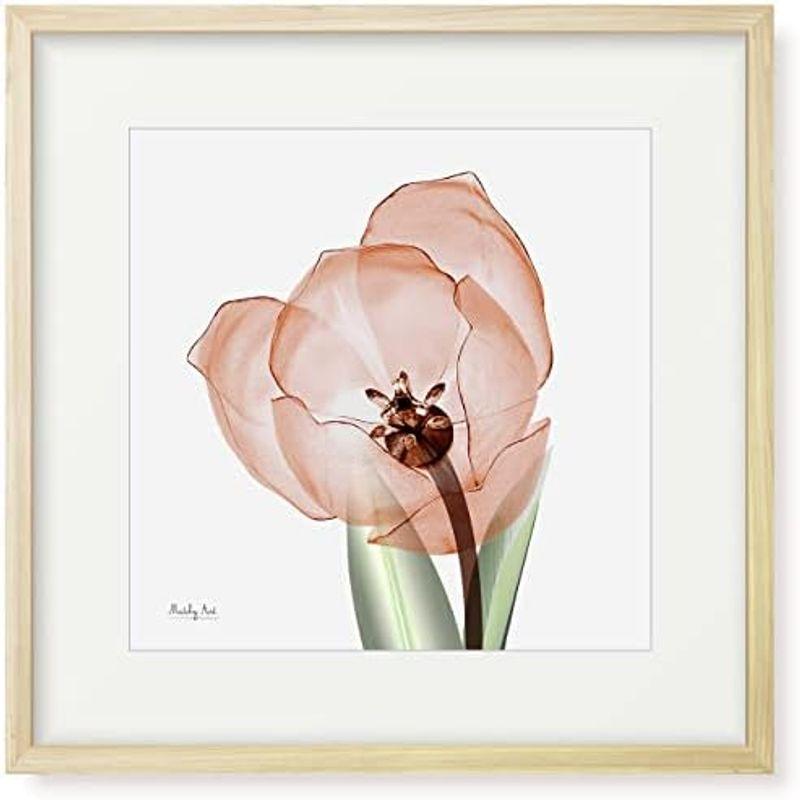 絵画「赤いチューリップ」インテリア 絵 花 アートパネル 額入り(縦