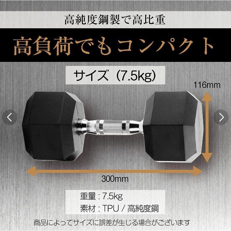 ダンベル 7.5kg 2個セット 合計15kg ラバー ヘックスダンベル
