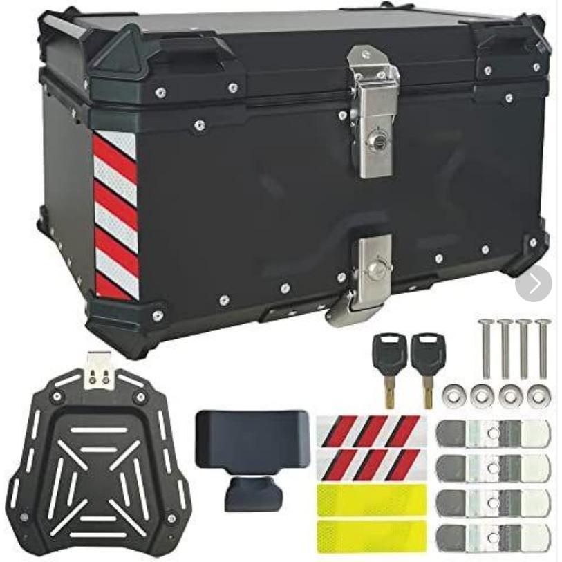 バイク 美品バイクリアボックス アルミトップケース (65L Black 黒)