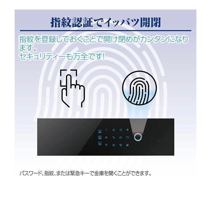電子 金庫 タッチパネル 指紋認証 アラーム機能付き 壁付け対応(45cm：黒) 電子金庫 タッチパネル (45cm, 黒) 指紋認証 アラーム機能付き 壁付け