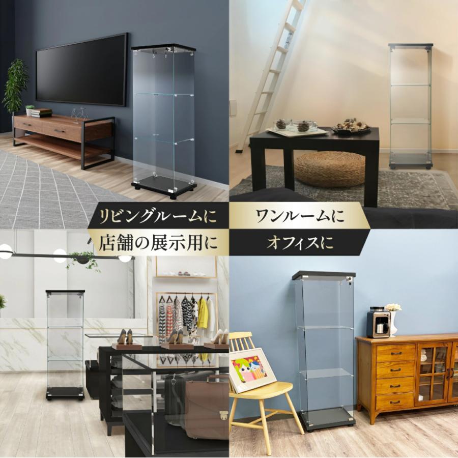 新品】コレクションケース ガラス フィギュアケース 3段 棚 ホワイト