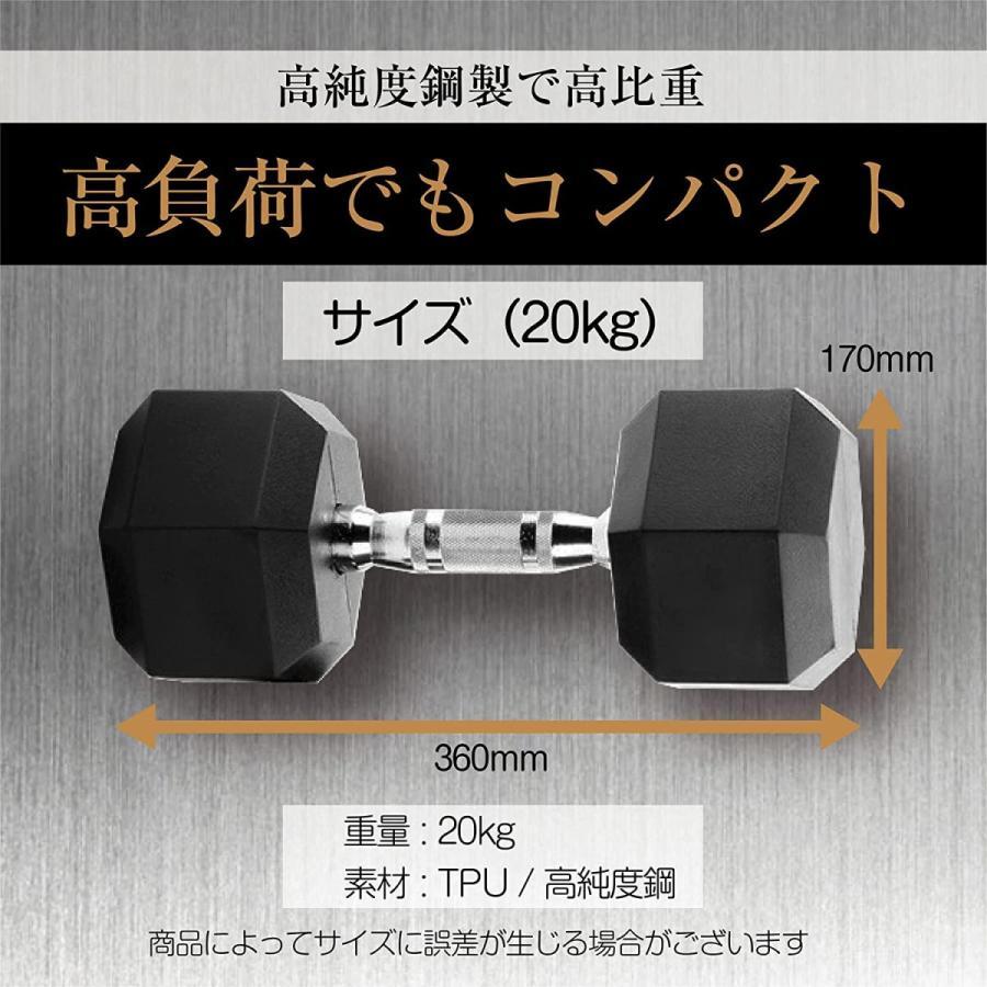ヘックスダンベル 20kg 2個セット スタイリッシュ 六角 筋トレ