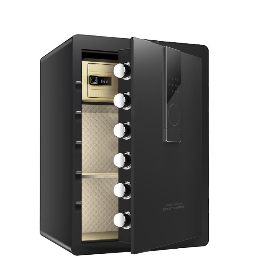 金庫 緊急キー テンキー式 金属製 保管庫 盗難防止 防犯 家庭用 大型 振動警報 壁付け アンカーボルト付き 70cm ブラック | 