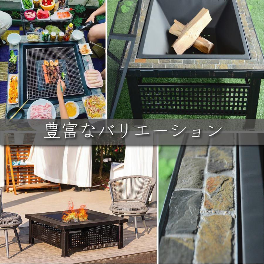 バーベキュー 焚火台 多人用 庭 家族用 大型 テーブル キャンプ (黒の 
