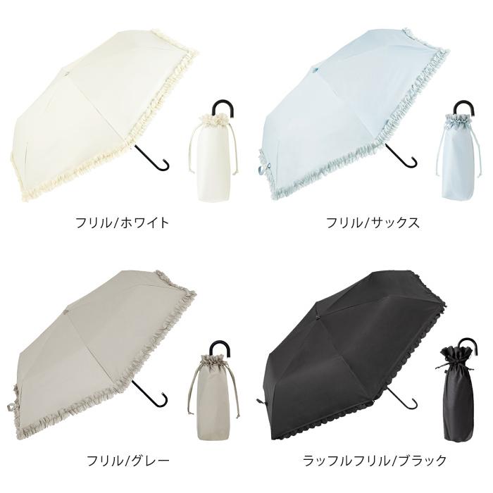 Rady フリルバイカラー日傘【ホワイト】 because（ビコーズ） 日傘 折りたたみ ヒートカットフリル バイカラー
