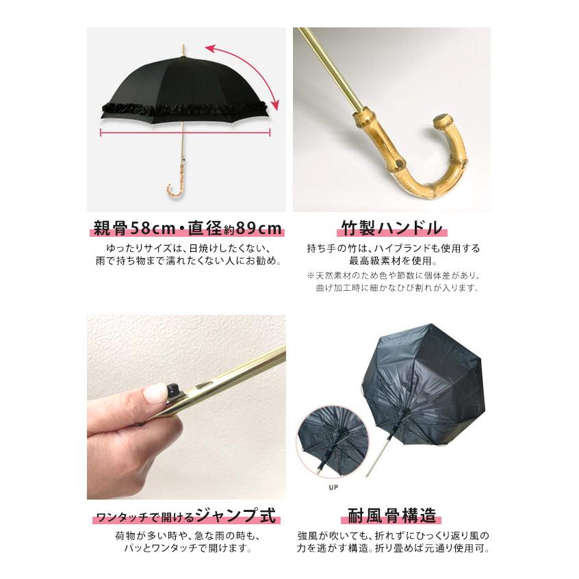 pinktrick 完全遮光 深張り ギャザーフリル ジャンプ 58cm 日傘 長傘 かさ 傘 晴雨兼用 はっ水 遮熱 完全 遮光 送料無料｜ls-ablana｜09