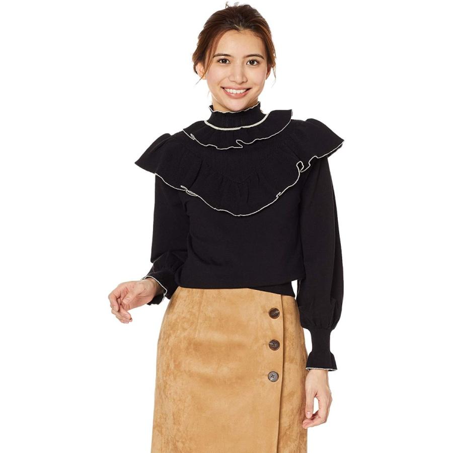 リリーブラウン 配色フリルニットトップス サイズ Free F 日本 Blk レディース Lwnt その他財布 帽子 ファッション小物 全ての Www Stavanger Taxi No