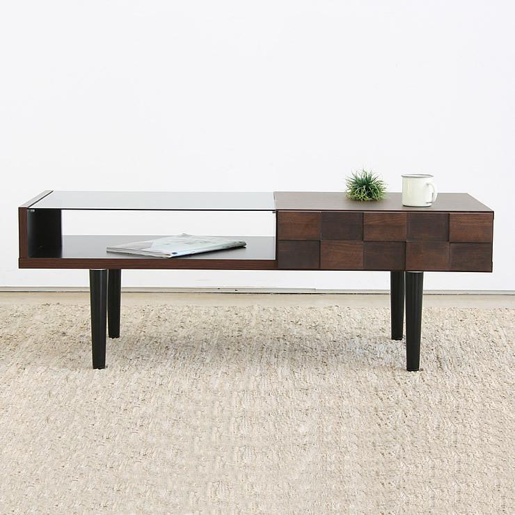 国産 日本製 リビングテーブル センターテーブル ローテーブル サイドテーブル 机 ガラス 収納 おしゃれ 長方形 四角 完成品 送料無料 | 