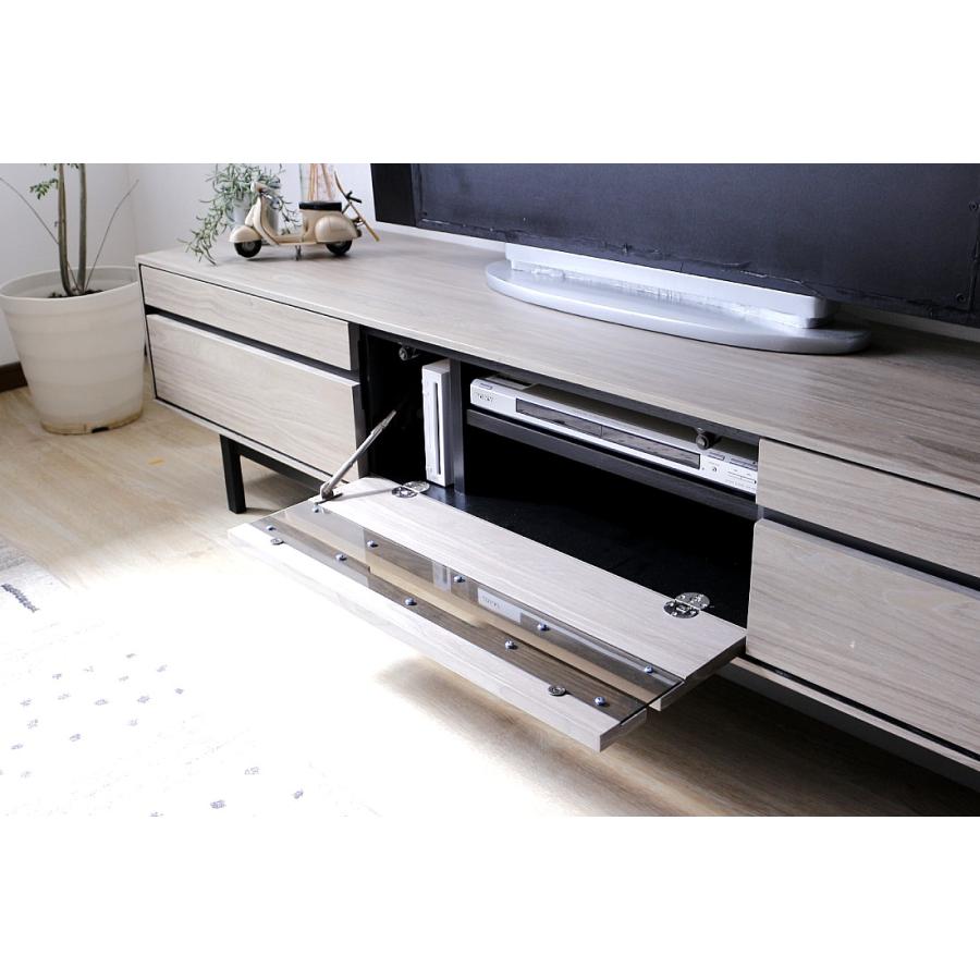 テレビボード グレー ウォールナット 完成品 180 幅 センチ テレビ台 ローボード おしゃれ 収納 引出し フラップ 天然木 木製 灰色 ブラウン 茶 送料無料 |  | 04