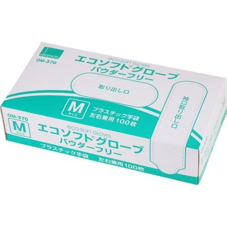 オカモト・エコソフトグローブ（プラスチック手袋）パウダーフリー　M　100枚 | 
