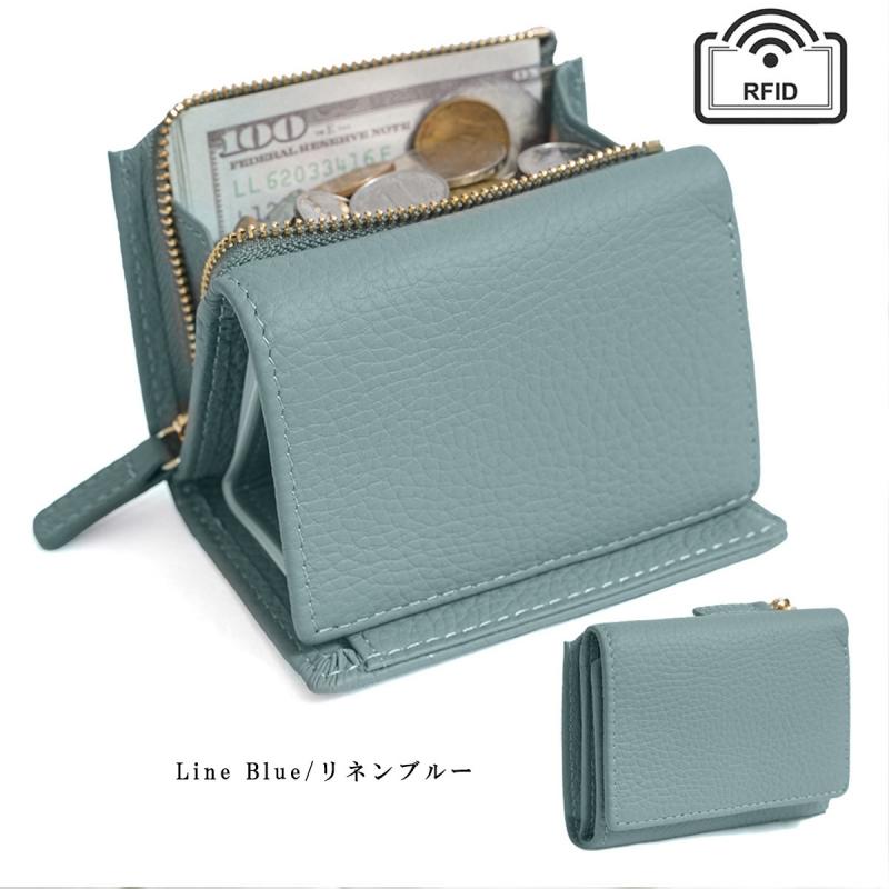 三つ折り財布 牛革 ミニ財布 小銭入れ コインケース 革 レザー