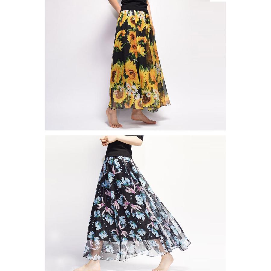 ロングスカート 春 スカート レディース 花柄スカート ロング シフォン ロングスカート 春 スカート レディース 花柄スカート ロング シフォン