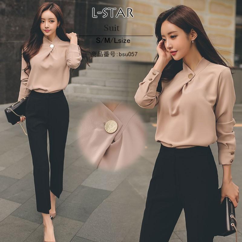 セットアップ レディース パンツスーツ ブラウス リクルート オフィス 事務服 フォーマル制服ol ビジネス 通勤 春 大きいサイズ 40代 コーデ 楽天市場