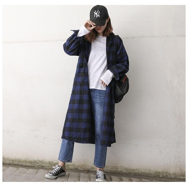 ロングカーディガン レディース ギンガムチェック シャツワンピース チェックシャツ 長袖 大きいサイズ ゆったり 羽織り トップス 綿 フード付き 春 Cblo228 L Star 通販 Yahoo ショッピング