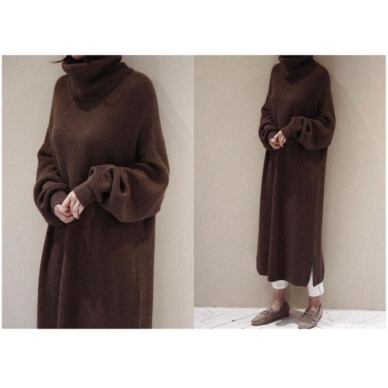 ニットワンピース マキシ丈 ロングワンピース タートルネック ワンピース ニット チュニック レディース 長袖 大きいサイズ ゆったり 体型カバー コーデ Clyq129 L Star 通販 Yahoo ショッピング