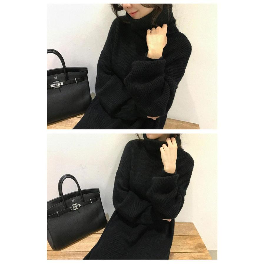 ニットワンピース マキシ丈 ロングワンピース タートルネック ワンピース ニット チュニック レディース 長袖 大きいサイズ ゆったり 体型カバー コーデ Clyq129 L Star 通販 Yahoo ショッピング