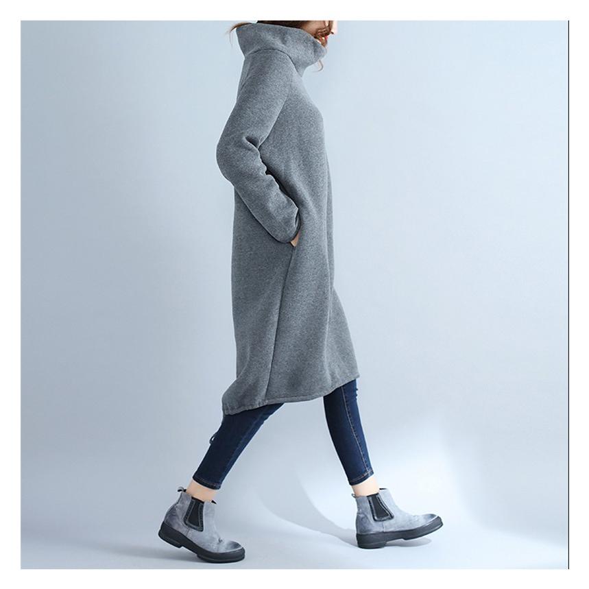 ワンピース レディース ロングワンピース チュニック ロングパーカーワンピース 膝丈 タートルネック 裏起毛 大きいサイズ 長袖 無地 秋冬 30代 40代 コーデ Clyq660 L Star 通販 Yahoo ショッピング