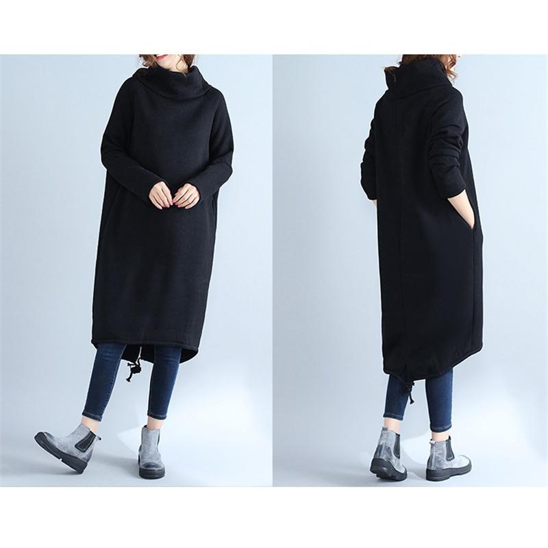 ワンピース レディース ロングワンピース チュニック ロングパーカーワンピース 膝丈 タートルネック 裏起毛 大きいサイズ 長袖 無地 秋冬 30代 40代 コーデ Clyq660 L Star 通販 Yahoo ショッピング