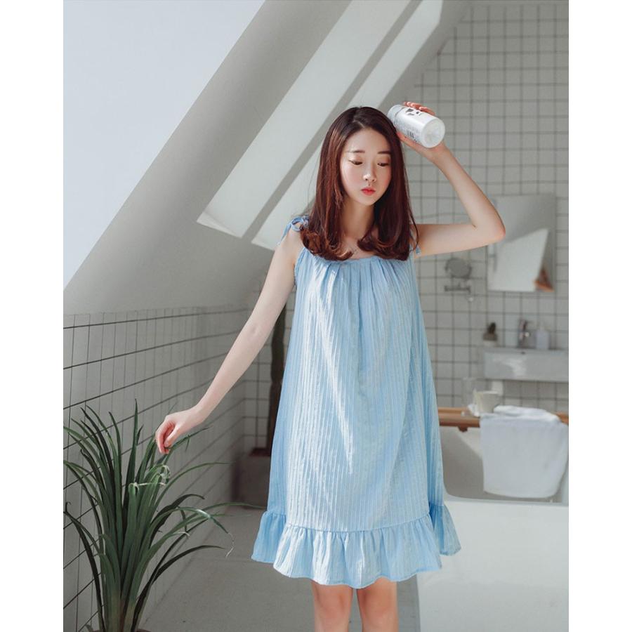 パジャマ ワンピース ルームウェア レディース ワンピース ひざ丈 フリル キャミソールワンピース 綿100 可愛い 夏 代 部屋着 M L ブルー ホワイト ピンク Pja305 L Star 通販 Yahoo ショッピング