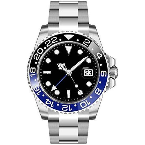 「かわいい～！」 Fanmis GMTマスター サファイアガラス ブルーとブラックのセラミックベゼル メンズオートマチック腕時計 腕時計