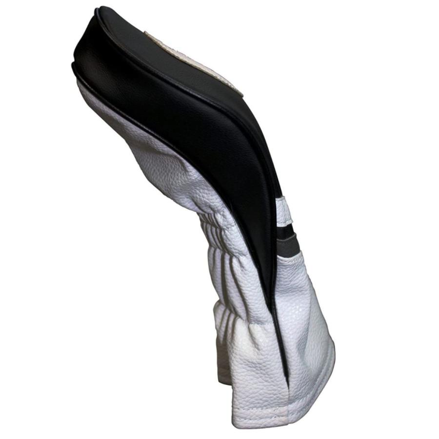 最旬ダウン ゴルフヘッドカバー3ブラックとホワイトレザースタイル1 3 H Xドライバーハイブリッドとフェアウェ ヘッドカバー Demolition Training