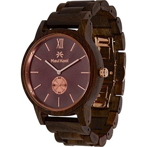 新しいコレクション Maui Kool Kaanapali Collection 木製時計 男性用 サンダルウッド製 コーヒー色とローズゴールド色の文字盤 並 上質風合い Www Skylanceronline Com