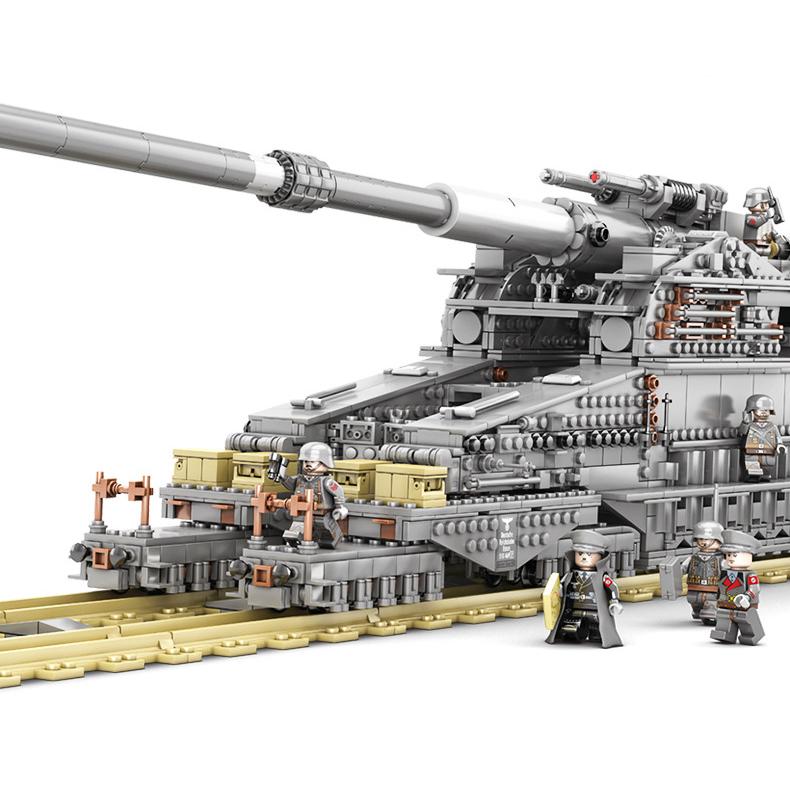 レゴ互換品 80cm列車砲 シュベーレ・グスタフ ドーラ列車砲 旧ドイツ軍 