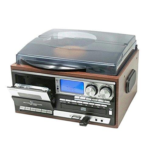 WINTECH マルチオーディオプレーヤー ブラウン レコード・カセット・AM・FM・CD・SD・USB・AUX KRP-308MS CD