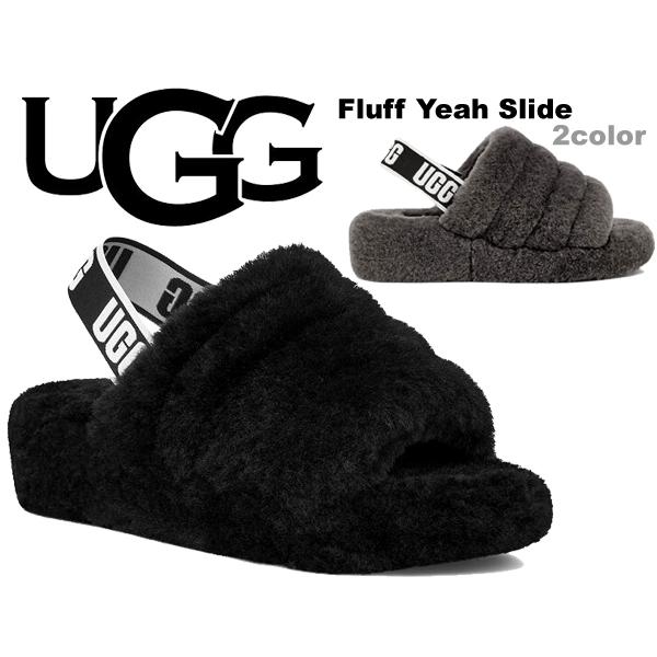 UGG Fluff Yeah サンダル ブラック jp20cm 値下げ中 UGG（アグ） ウィメンズ フラッフ イヤー スライド UGG WOMENS FLUFF