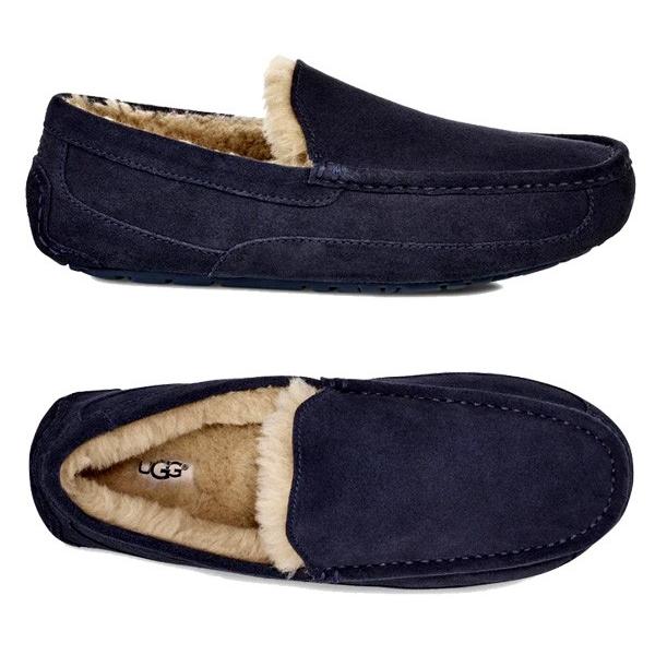 UGG ネイビー モカシン UGG モカシン ムートン ネイビー 26.0 美品 - メルカリ