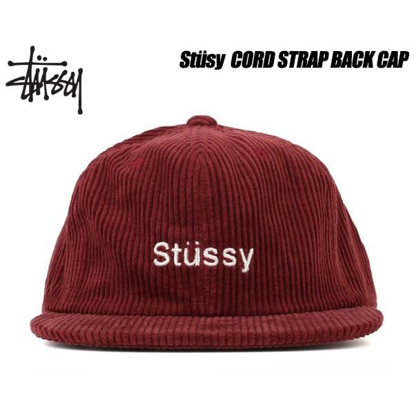 stussy ステューシー 赤 バーガンディキャップ STUSSY（ステューシー） キャップ STUSSY CORD STRAP BACK CAP