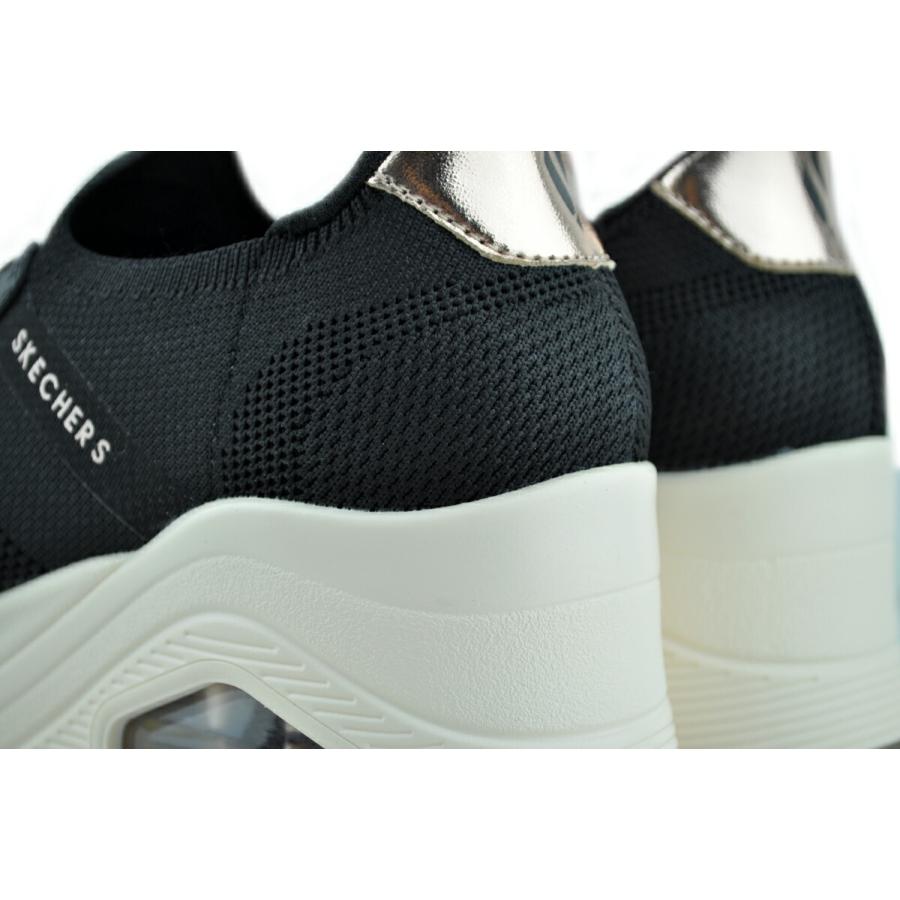 【未使用級】スケッチャーズ スリップインズ UNO WEDGE スニーカー 黒 SKECHERS（スケッチャーズ） ウノ ウェッジ スリップン ニット