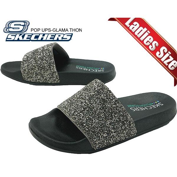 スケッチャーズ サンダル SKECHERS POP UPS-GLAMA THON PEWTER 32772 pew  PLUSH FOAM コンフォート レディース ウィメンズ スポーツ シャワー ラインストーン｜ltd-online