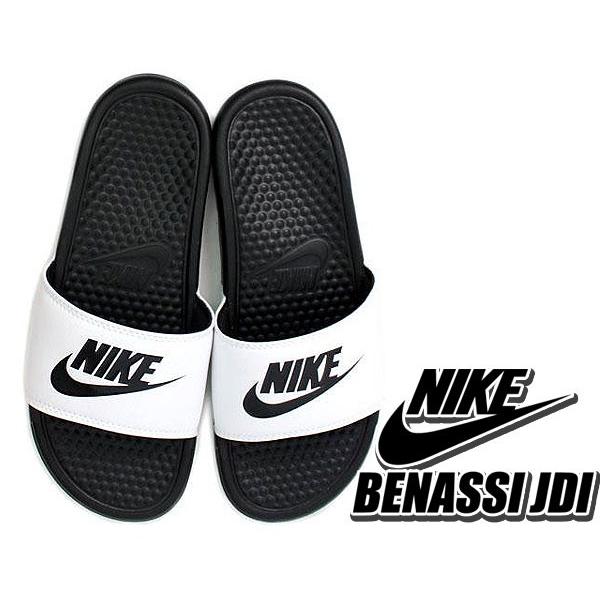 nike benassi white black