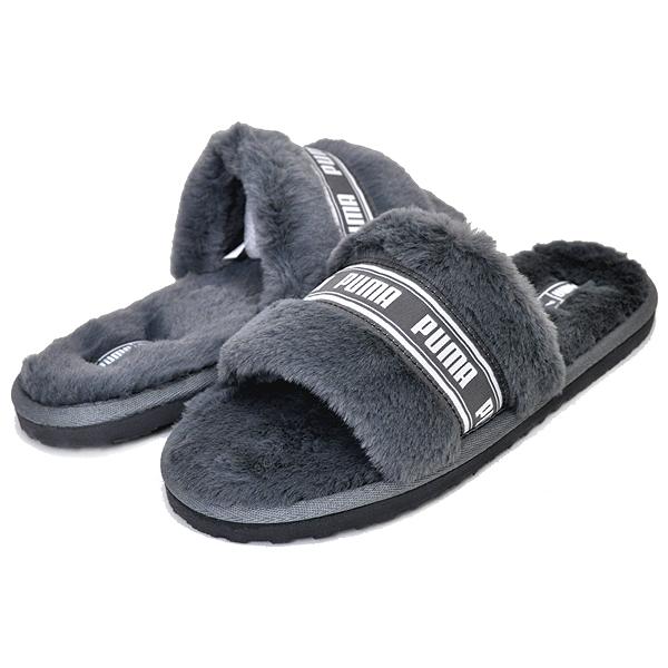 ボリュームファーバケハ　ブラック PUMA プーマ フラッフ BX サンダル FLUFF CHARCOAL GREY-PUMA