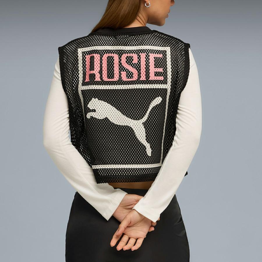 PUMA（プーマ） ブラックピンク ロゼ × リラックスド メッシュ トップ