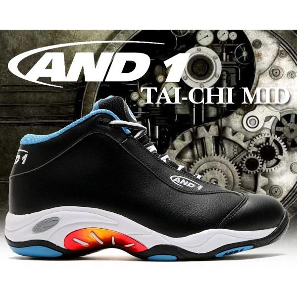 AND1 タイチ 27cm 美品 バッシュ バスケットシューズ ミッドカット AND1（アンドワン） タイチミッド AND1 TAI CHI black/cender blue
