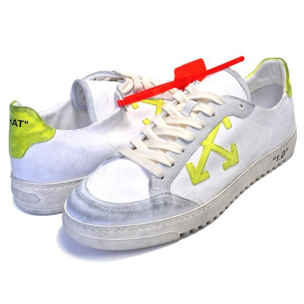 オフホワイト 2.0 スニーカー OFF-WHITE c/o Virgil Abloh 2.0 SNEAKER WHITE YELLOW OMIA042E19D680480160 made in italy ホワイト イエロー ヴィンテージ加工｜ltd-online｜02