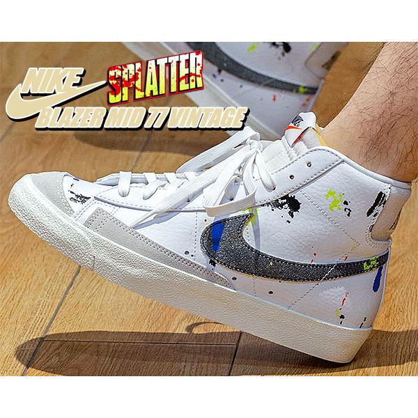 ナイキ ブレザー ミッド 77 NIKE BLAZER MID 77 SPLATTER white/black-wht-sail dc7331-100 スプラッター スニーカー ホワイト ブラック VINTAGE｜ltd-online