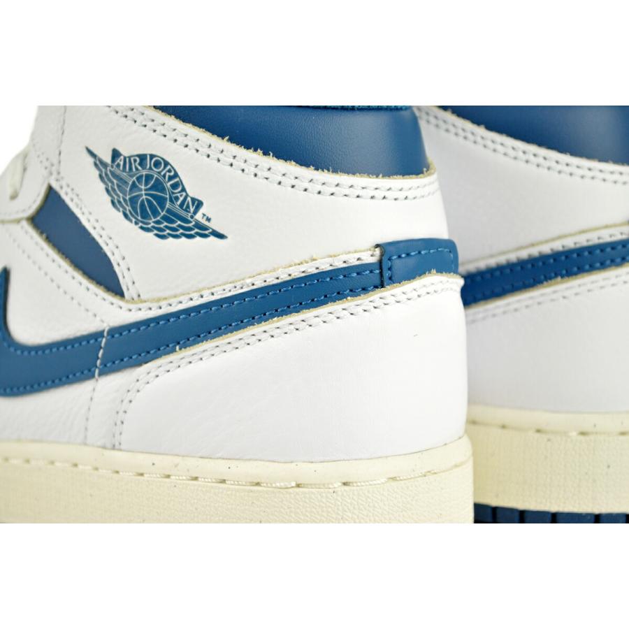 ナイキ エアジョーダン 1 ミッド SE GS ホワイト インダストリアルブルー セイル NIKE AIR JORDAN 1 MID SE(GS) wht/industrial blue-sail fn7432-141の画像