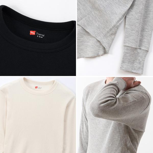 サーマル ヘインズ クルーネック ロングスリーブ Tシャツ Hanes