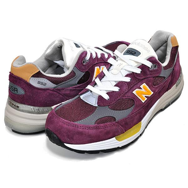 靴 New Balance 992CA Burgundy / Gold 26cm New Balance 992 Burgundy Gold Made in USA Maroon Suede Mens Size 9