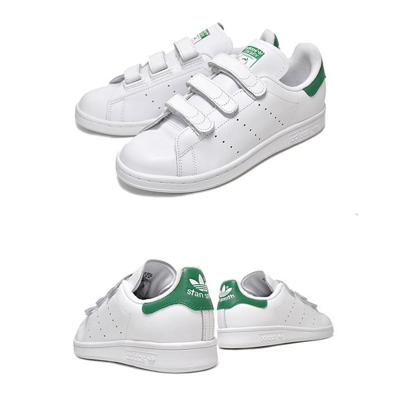 アディダス スタンスミス ベルクロ ADIDAS STAN SMITH CF ftwht/ftwht-grn s75187 ホワイト/グリーン レディース スニーカー STAN SMITHの画像