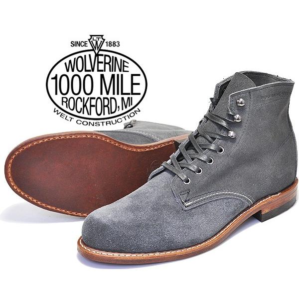 ウルヴァリン 1000マイルブーツ WOLVERINE 1000MILE BOOTS GREY SUEDE MADE IN USA w40193 グレースエード プレーントゥ メンズ ワーク ブーツ スウェード｜ltd-online