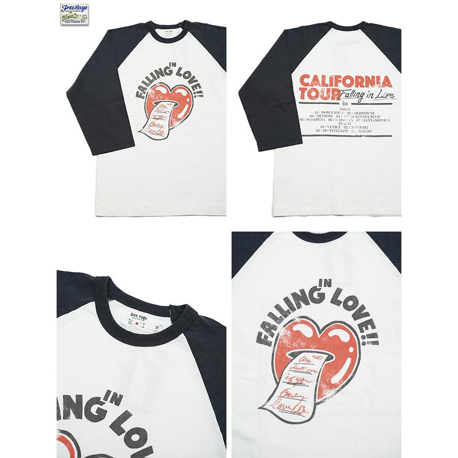フリーレイジ　FREE RAGE　224CC779-B　Baseball Tee　[ FALLING IN LOVE ]　7分袖Tシャツ　アメカジ   メンズ | free rage | 01