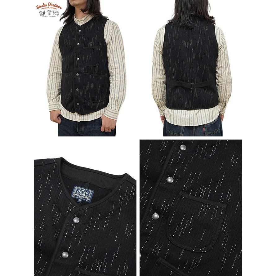 ステュディオダルチザン　STUDIO D'ARTISAN　4617　絣染ビーチクロスベスト　[ KASURI BEACH CLOTH VEST ]　ウールベスト　アメカジ   メンズ | STUDIO D'ARTISAN | 01