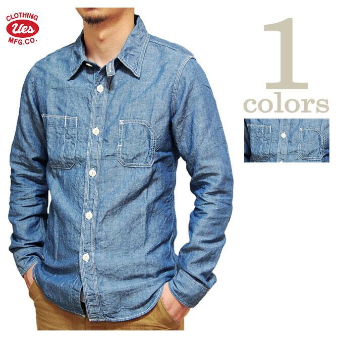 UES（ウエス）  インディゴシャンブレーワークシャツ  Work Shirts   アメカジ   メンズ | UES