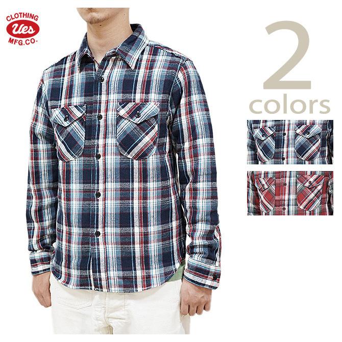 UES（ウエス）  502152 先染めヘビーチェックネルシャツ  アメカジ   メンズ   長袖シャツ | UES