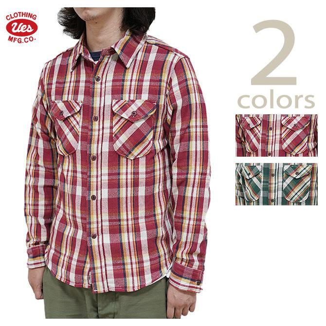 ウエス UES 502351 先染めヘビーチェックネルシャツ  アメカジ   メンズ   長袖シャツ | UES